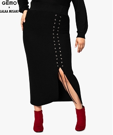 GEMO Jupe femme longue en maille - Gémo x Lalaa Misaki noir standard
