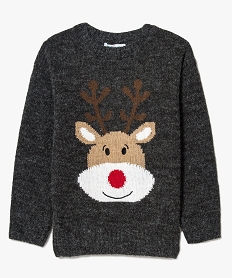 pull garcon de noel garcon avec motif renne gris8137101_1