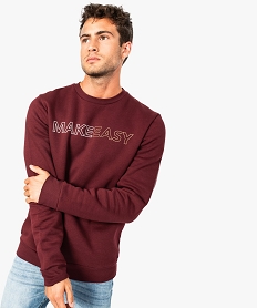 GEMO Sweat molletonné avec inscription sur lavant Rouge