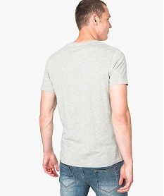tee-shirt uni a manches courtes imprime a lavant gris8138101_3