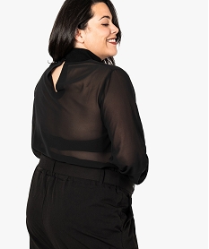 blouse femme en voile transparent et bord-cote - gemo x lalaa misaki noir8138601_3