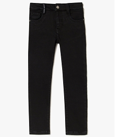 GEMO Pantalon slim uni garçon en stretch avec taille réglable Noir