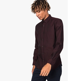 GEMO Chemise homme coupe slim à fins motifs Rouge