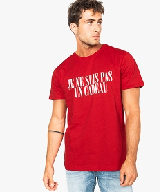 GEMO Tee-shirt à manches courtes avec message humoristique pour homme Rouge