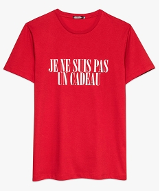 tee-shirt a manches courtes avec message humoristique pour homme rouge8140101_4