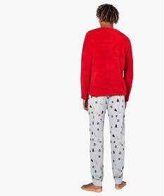 pyjama 2 pieces pour homme avec haut en maille peluche rouge8140501_3