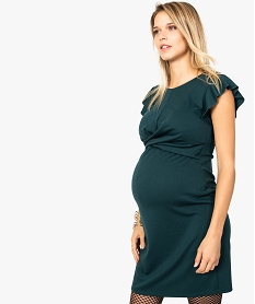 robe de grossesse avec effet drape sur lavant vert8143201_1