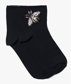 socquette avec patch abeille noir8143701_1