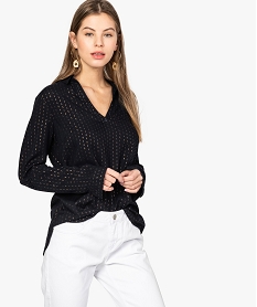 GEMO Blouse femme fluide à motifs et col v à boutons Imprimé