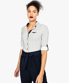 GEMO Chemise à imprimé pour femme blanc vif