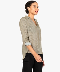 GEMO Blouse femme fluide à motifs et col v à boutons Imprimé