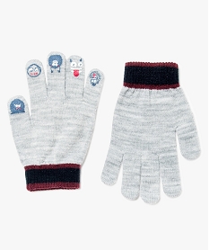 gants en maille avec motif monstre sur chaque doigt gris8146301_1