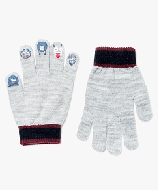 GEMO Gants en maille avec motif monstre sur chaque doigt Gris