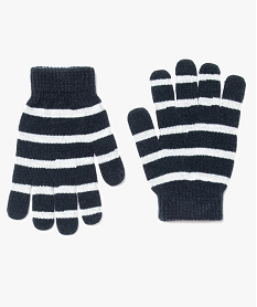 gants rayes bicolores en maille imprime8146501_1