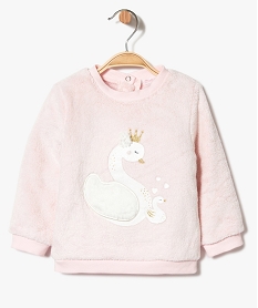 GEMO Sweat bébé fille en maille peluche avec motif cygne sur lavant Rose