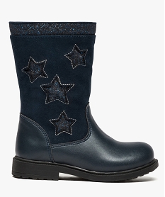 bottines bi-matieres avec motifs etoiles scintillantes bleu8150201_1