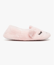 GEMO Chaussons en velours brodés tête danimal Rose