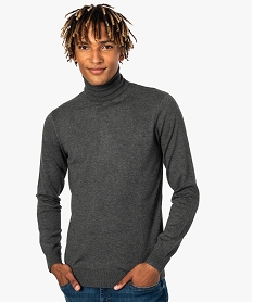 GEMO Pull homme à col roulé en maille fine Gris