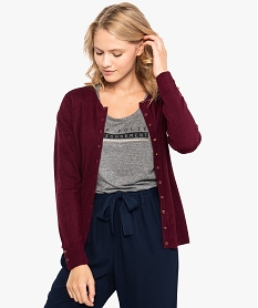GEMO Gilet pour femme boutonné sur lavant avec col rond Violet