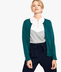 GEMO Gilet pour femme boutonné sur lavant avec col rond vert vif