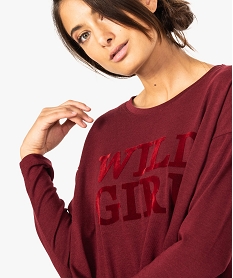 tee-shirt femme large et court en maille tricotee rouge8167401_2