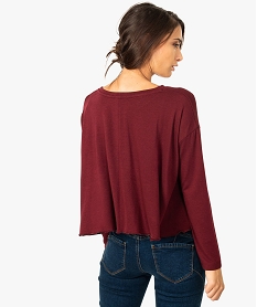 tee-shirt femme large et court en maille tricotee rouge8167401_3