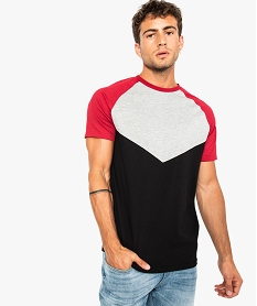 tee-shirt tricolore a manches courtes pour homme noir8319501_1