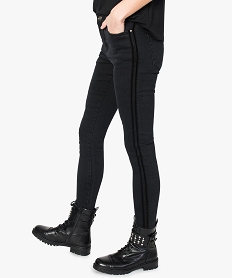 GEMO Jean skinny femme avec bandes latérales en velours noir standard