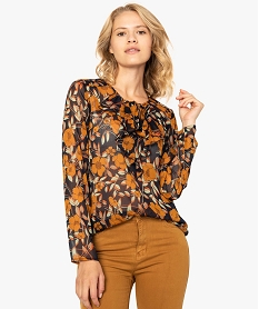 GEMO Blouse imprimée pour femme avec motifs fleuris Rouge