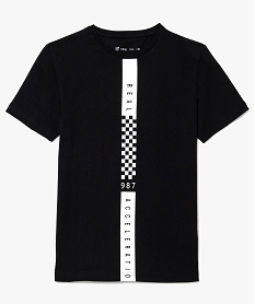 GEMO Tee-shirt garçon en coton imprimé à lavant noir vif