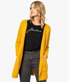 GEMO Gilet long en maille pailletée pour femme Orange