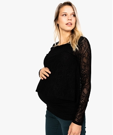 GEMO Tunique de grossesse avec empiècement en dentelle Noir