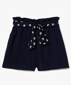 GEMO Short fluide taille haute avec ceinture imprimée Bleu