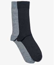 GEMO Chaussettes homme hautes en fil dÉcosse (lot de 2) Gris