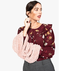 GEMO Echarpe snood en maille chenille Rose