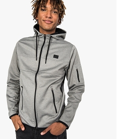GEMO Sweat zippé pour homme avec capuche doublée gris standard