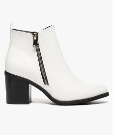 GEMO Boots à talon et bout pointu inspiration western blanc standard