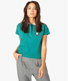 GEMO Polo femme façon crop top avec patch poitrine Vert