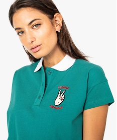 polo femme facon crop top avec patch poitrine vert tee-shirts tops et debardeurs8339901_2