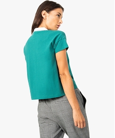 polo femme facon crop top avec patch poitrine vert tee-shirts tops et debardeurs8339901_3