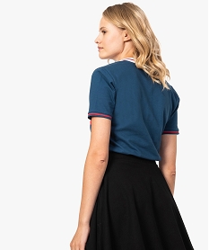 polo tricolore a manches courtes pour femme bleu tee-shirts tops et debardeurs8340001_3