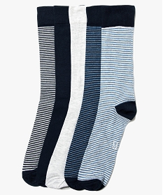 GEMO Lot de 5 paires de chaussettes à fies rayures Gris