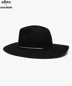 chapeau femme fedora en feutre de laine - gemo x lalaa misaki noir8342901_1