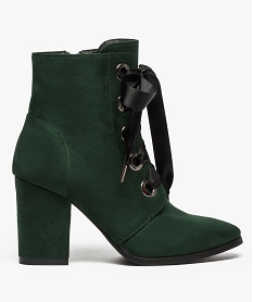 GEMO Boots à talon avec lacets rubans et larges oeillets métalliques vert standard