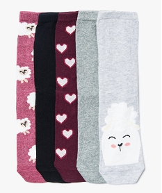 GEMO Chaussettes hautes assorties pour femme avec motifs (lot de 5) Gris