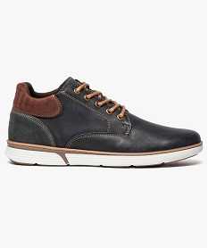 baskets homme semi-montantes avec dessus cuir allure sport chic bleu8346401_1