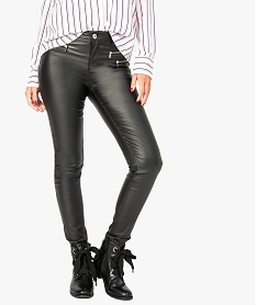 pantalon slim enduit avec fausses poches zippees noir pantalons8349901_1