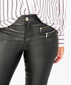 pantalon slim enduit avec fausses poches zippees noir pantalons8349901_2