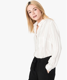 GEMO Chemise à rayures pailletées pour femme bleu chine
