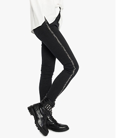 jean femme skinny stretch avec bandes laterales en strass noir8359801_1